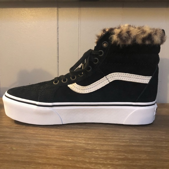 brown vans with fur inside